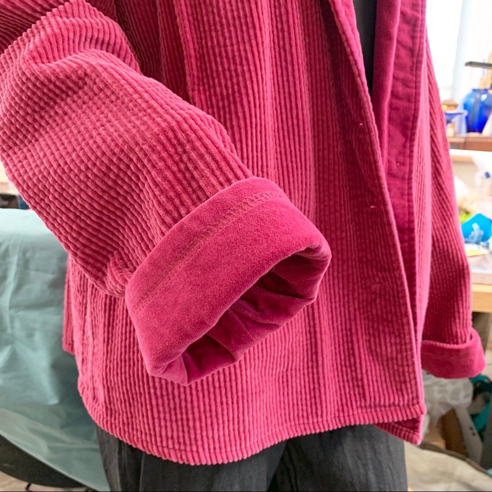 “Dark Pink Thick Wale-Corduroy Jacket” - Picture 3 of 8
